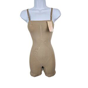 HMQ Womens Seamless Shapewear Bodysuit Adjustable Straps Size Small Beige